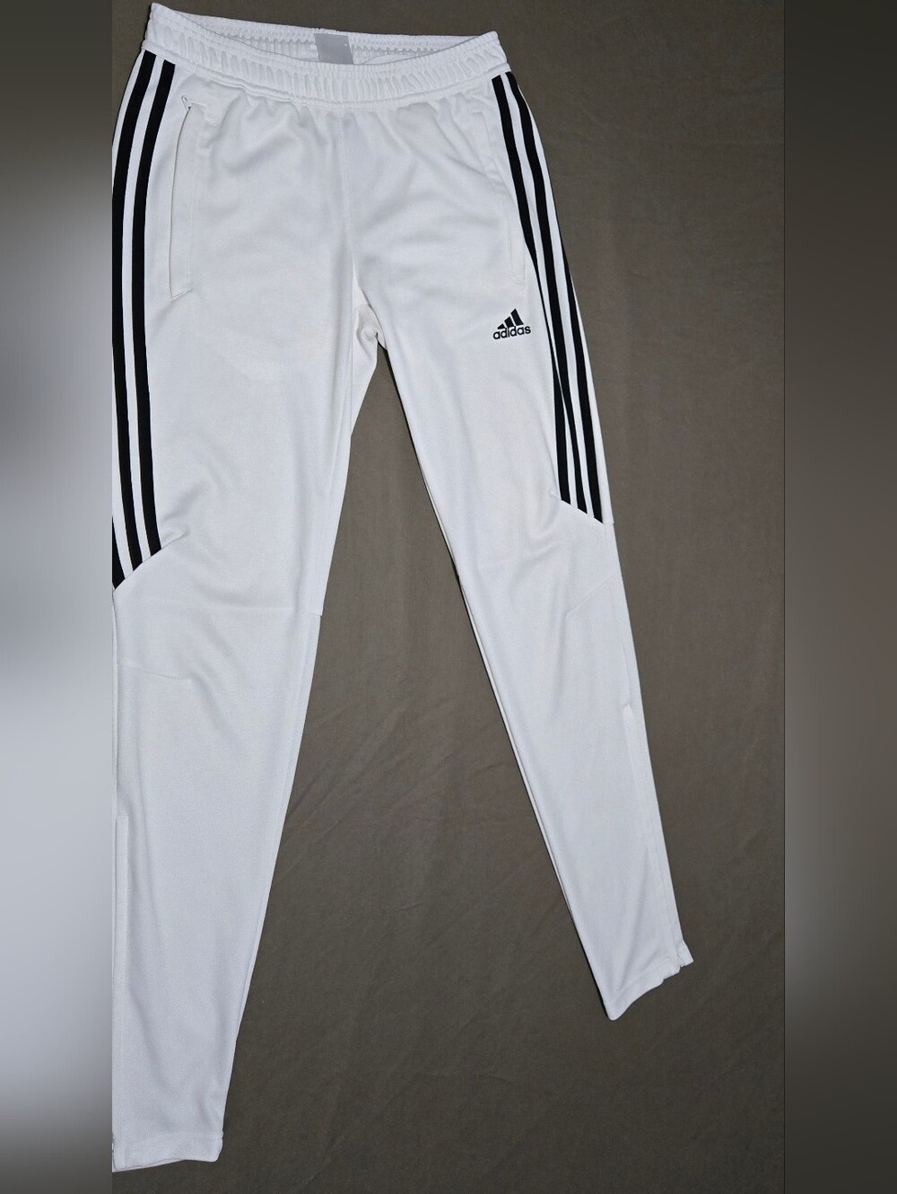 Adidas White Joggers with Black Three-Stripe Detail